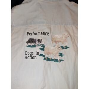 Vintage Dogs in Action Performance Dogs Denim Sleeveless Shirt Lee Jeans Medium